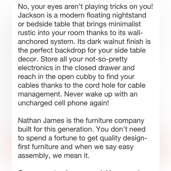 NATHAN JAMES NWT Jackson wall mount shelf side table -walnut - Picture 7 of 9